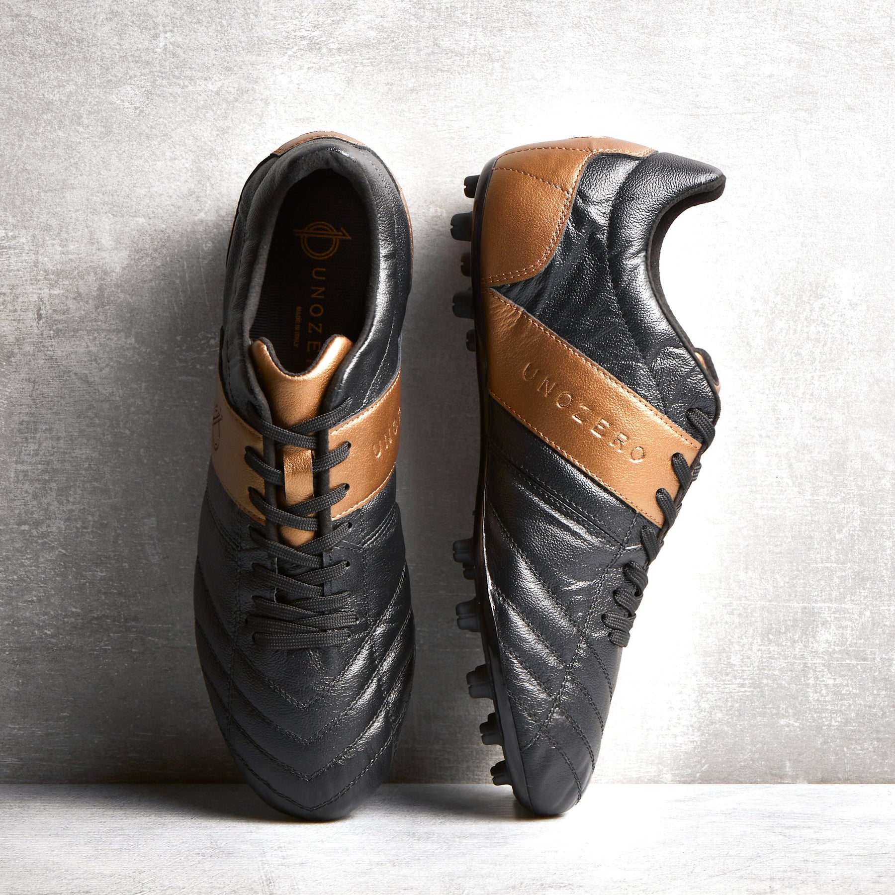 Kangaroo leather soccer cleat close up ball touch